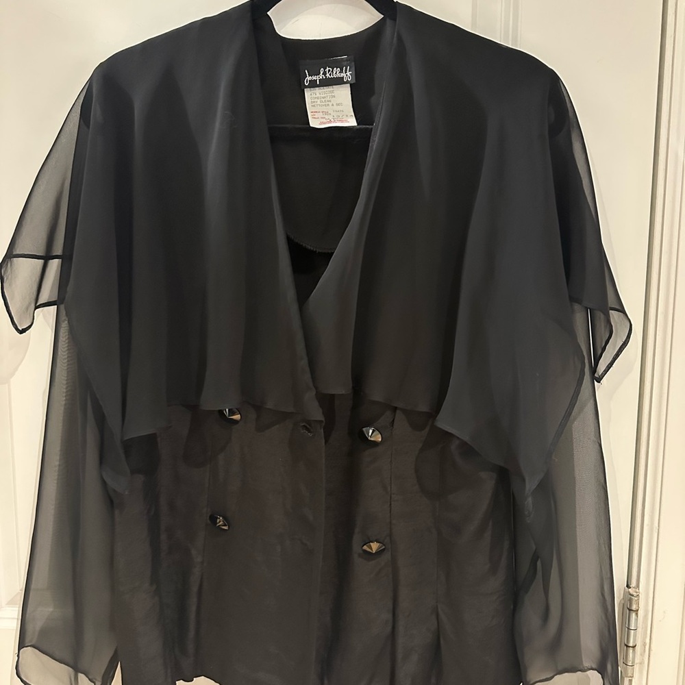 Joseph Ribkoff Elegant Black Sheer Overlay Blouse